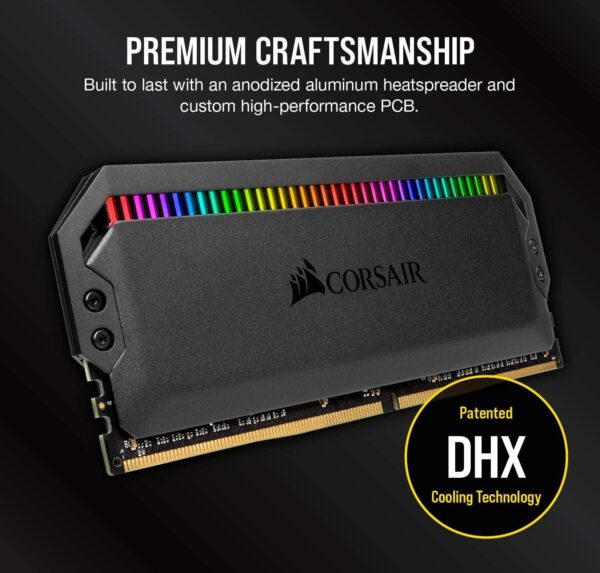 رم دسکتاپ DDR4 چهار کاناله 3466 مگاهرتز CL16 کورسیر مدل Dominator Platinum RGB ظرفیت 64 گیگابایت