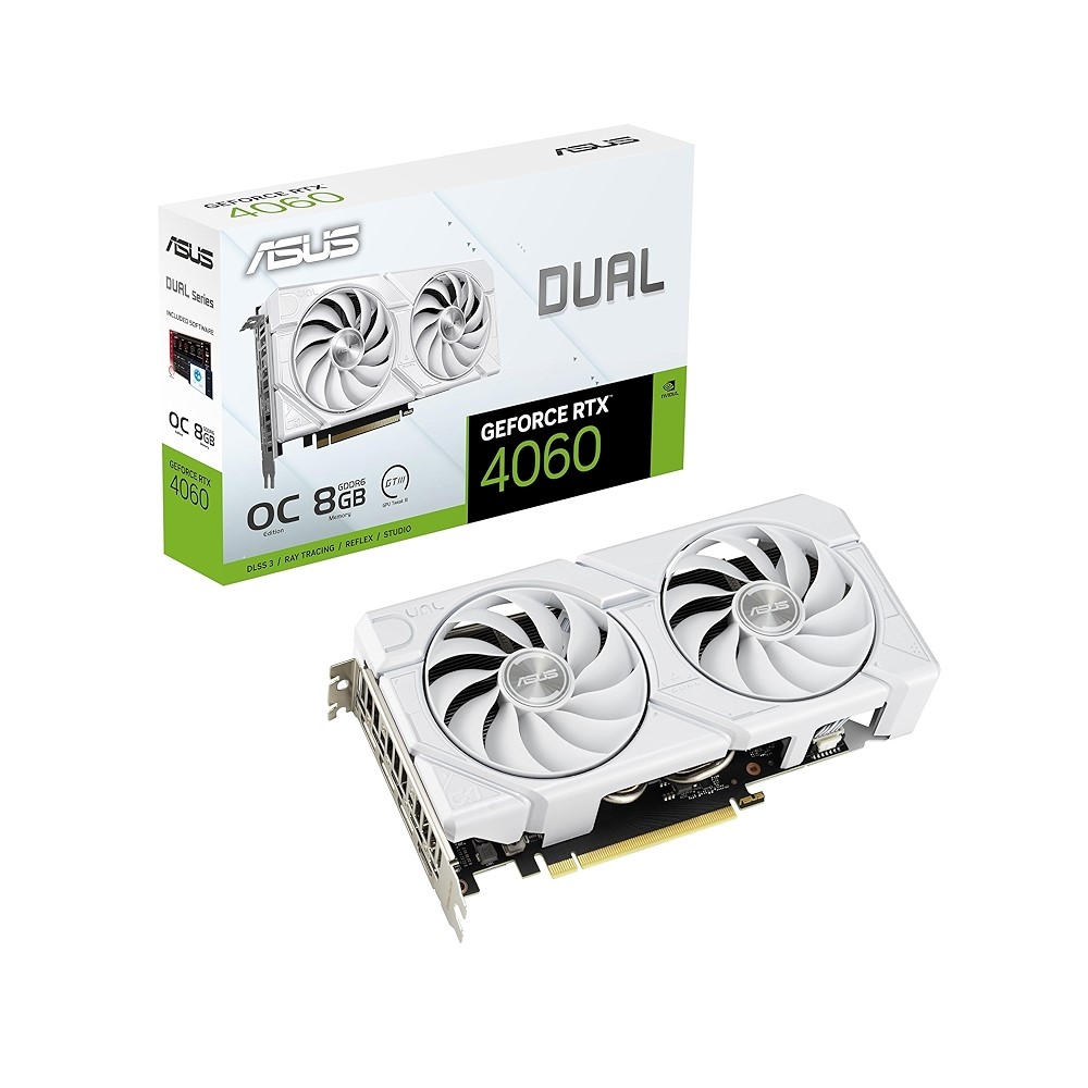 کارت گرافیک سفید ایسوس VGA ASUS DUAL RTX 4060 OC 8GB WHITE کارت گرافیک سفید ایسوس VGA ASUS DUAL RTX 4060 OC 8GB WHITE