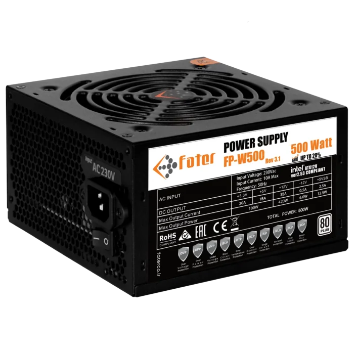 منبع تغذیه فاطر با توان 500 وات POWER FATER FP-W500 Rev3.1